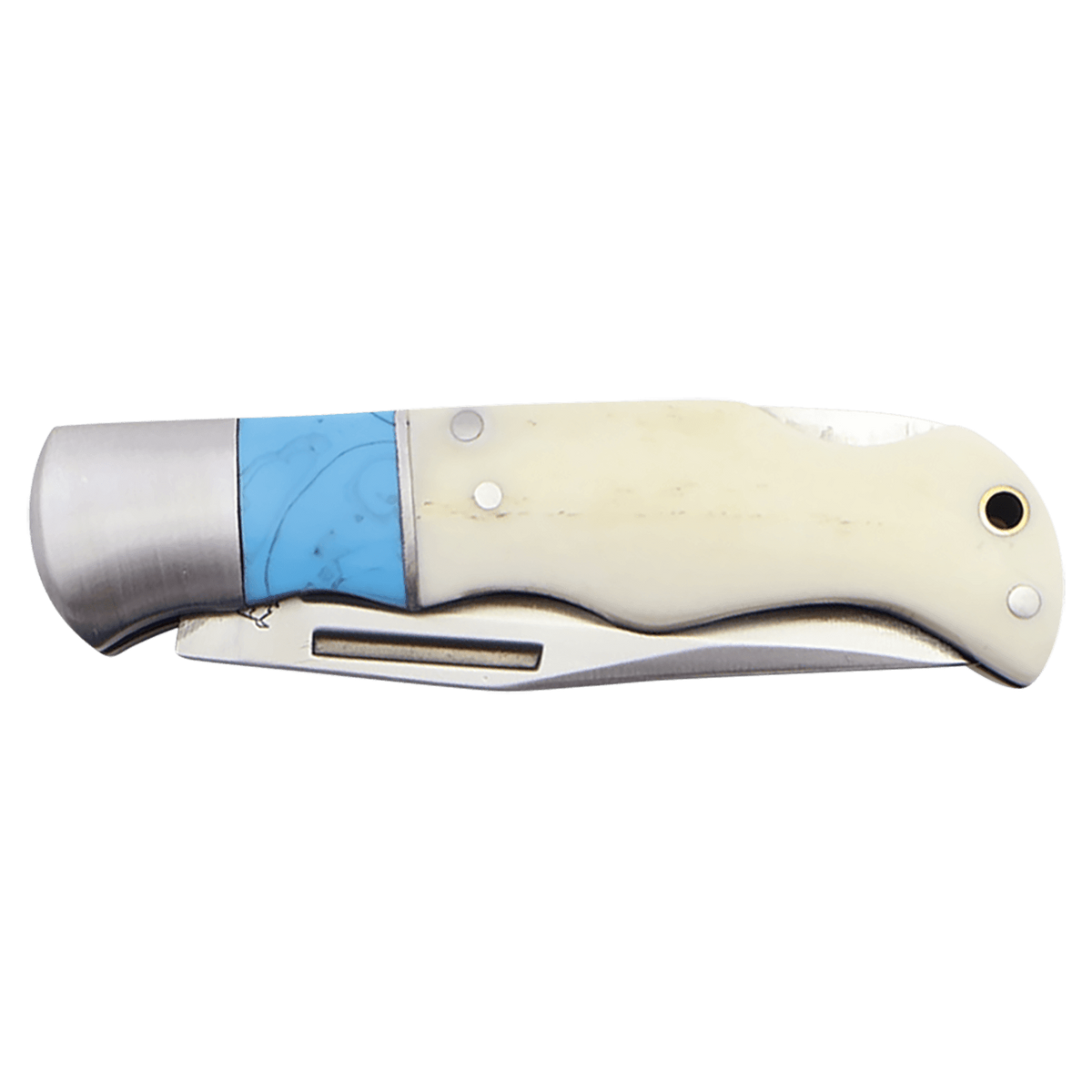 Bison River 3.5" Blue/Bone Folding Knife 4