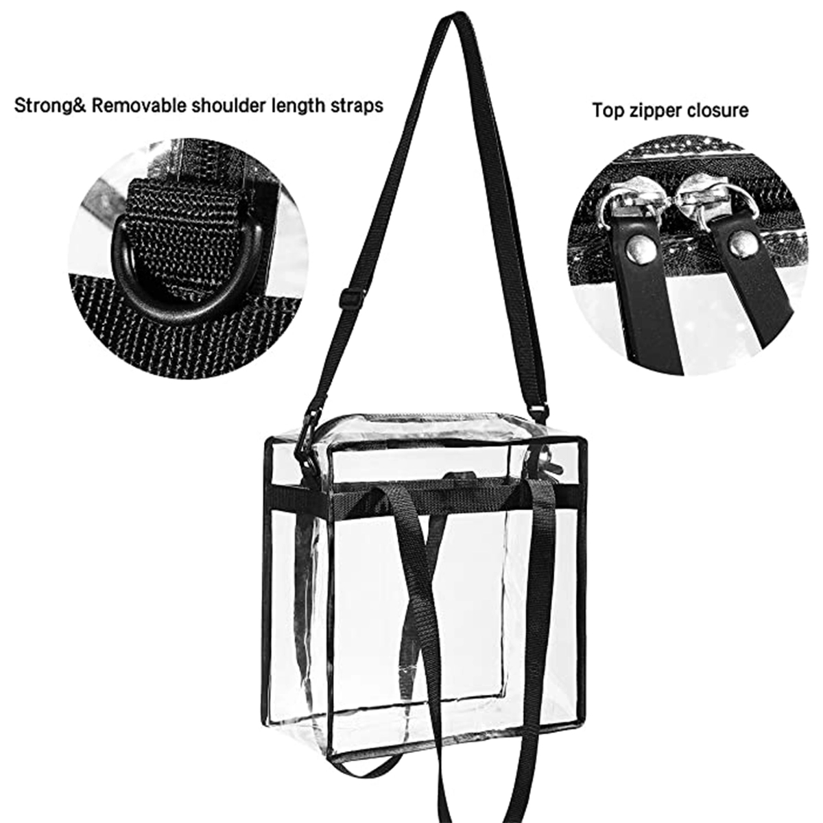 Clear bags Stadium Approved Clear Tote Bag with Zipper 2