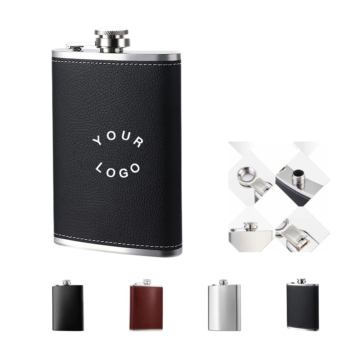 Eco Stainless Steel Flask with Faux Leather Cover 3