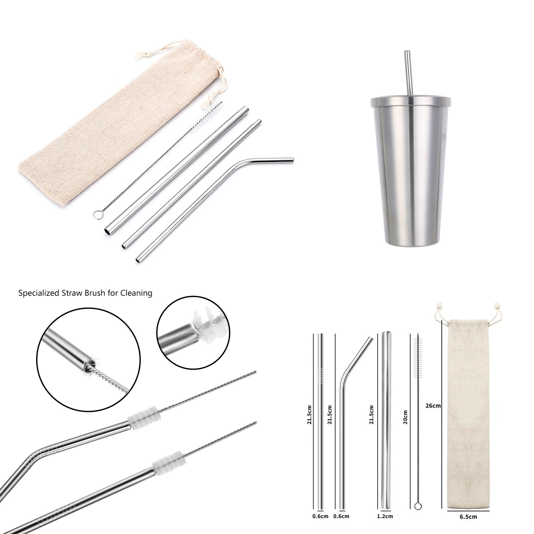 5-PackStainless Steel Straw Set 1