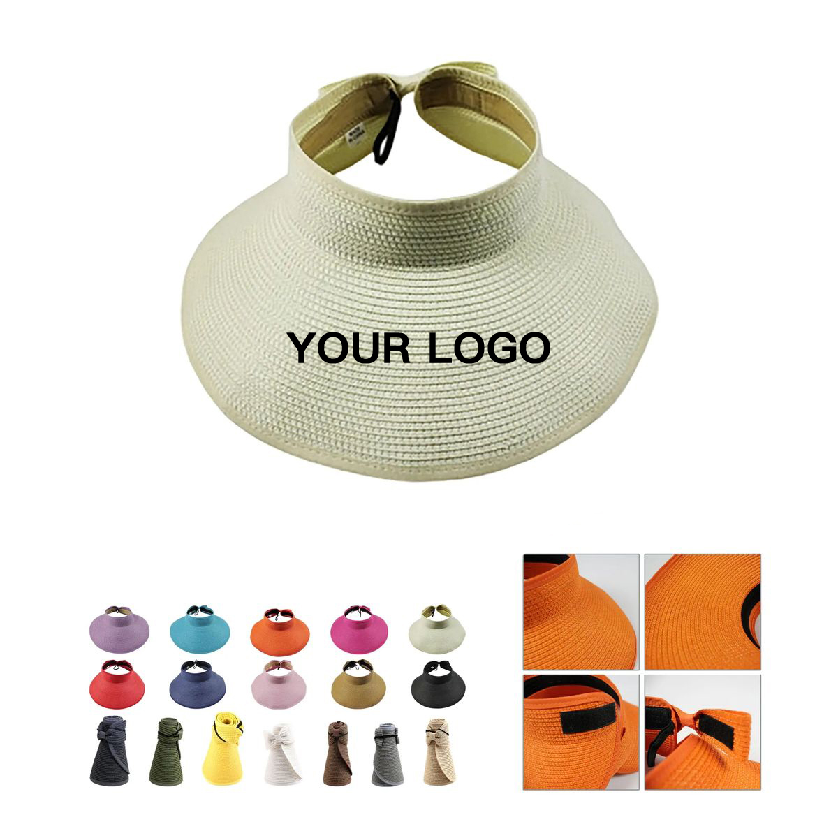 Straw Sun Visor with Roll Up Design 11