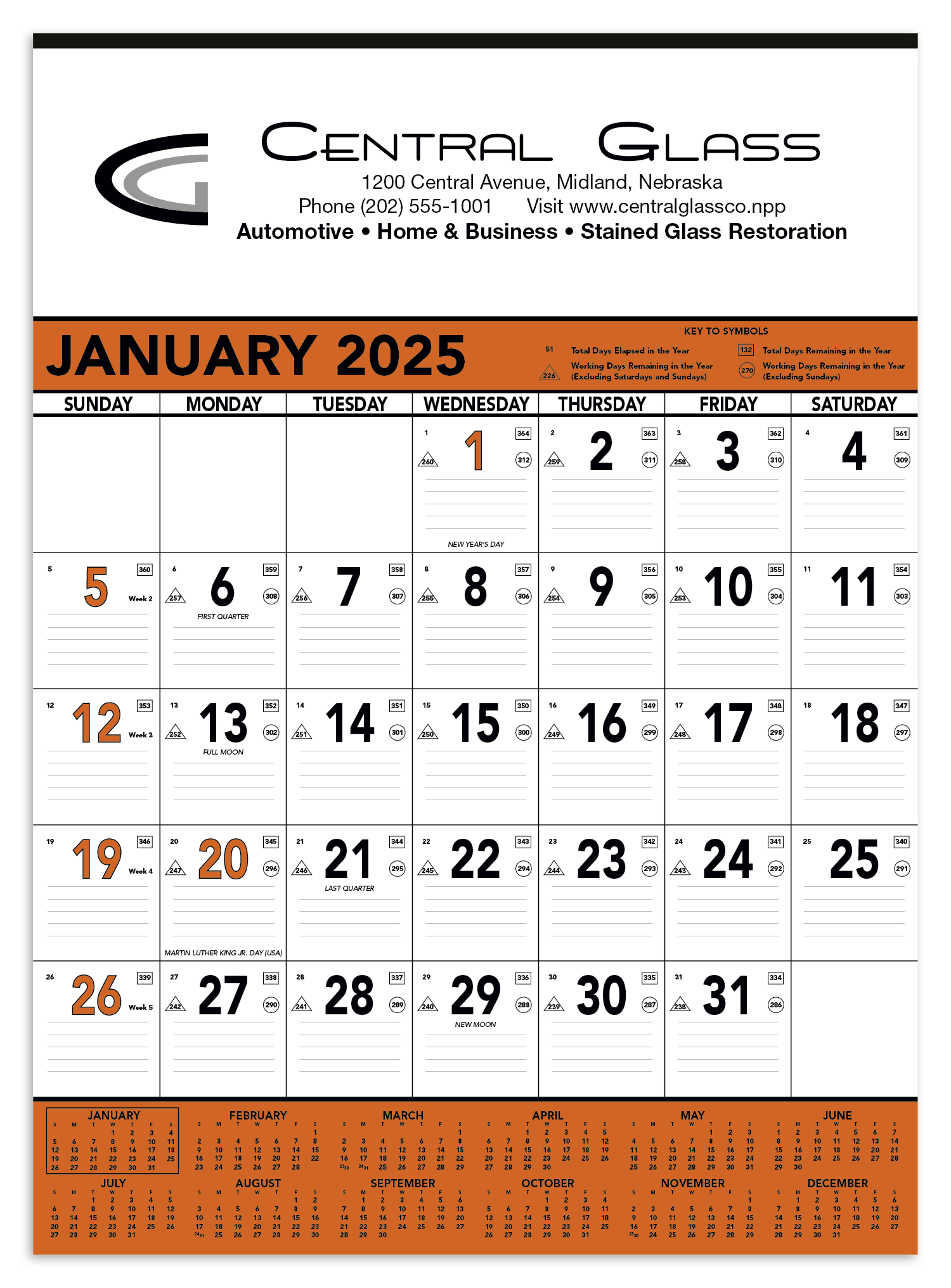Triumph® Calendars Orange & Black Contractor Memo Calendar 6