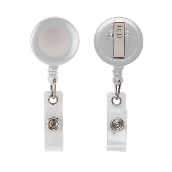 Retractable Zip Cord w/ Epoxy Dome & Vinyl Snap Attachment w/ Bulldog Clip 14