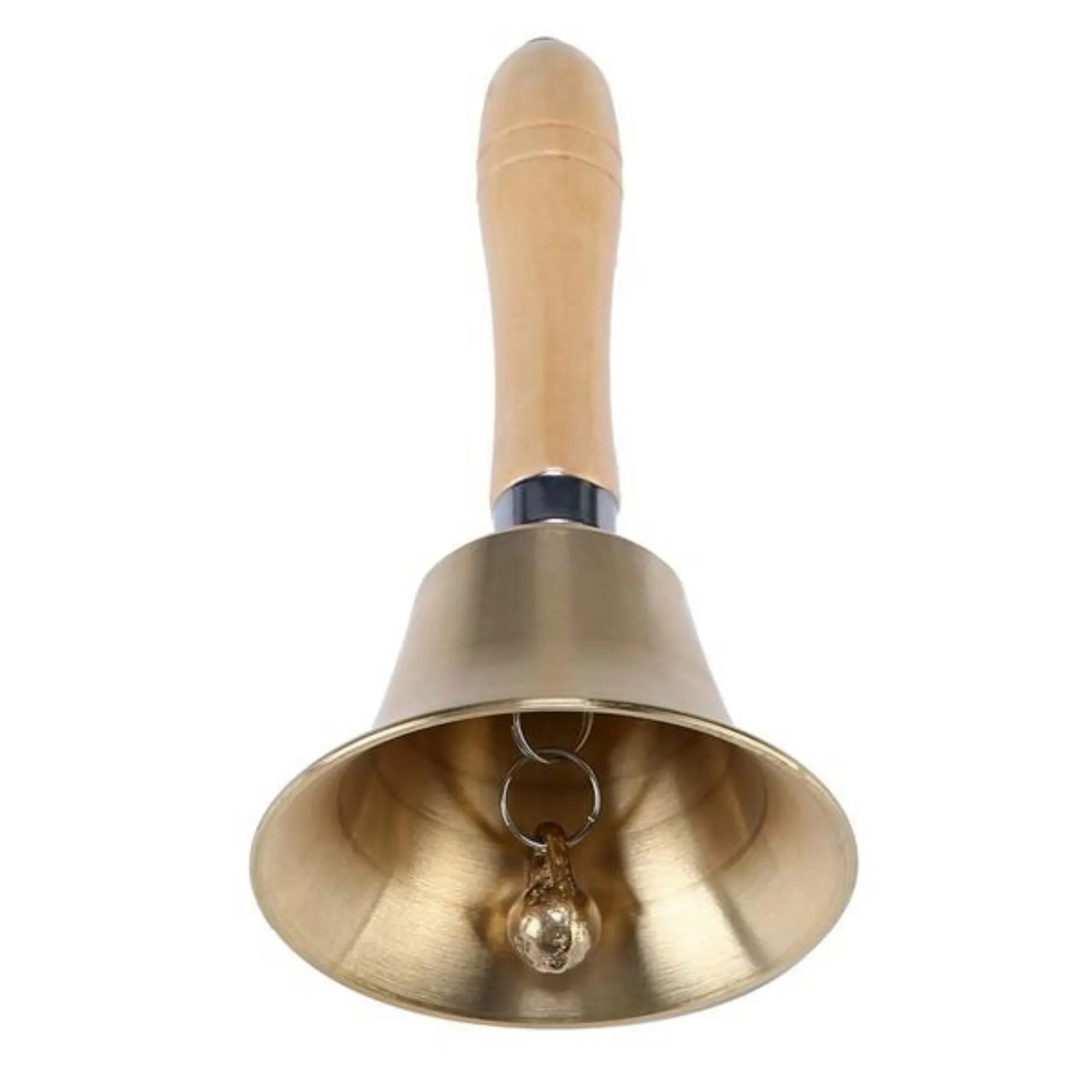 Extra Loud Solid Brass Hand Call Bell with Wooden Handle 2