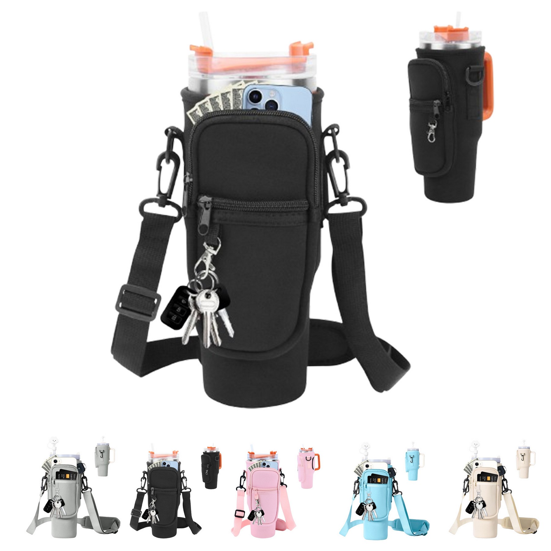 Water Bottle Carrier Bag With Phone Pocket For 40 Oz Tumbler 7