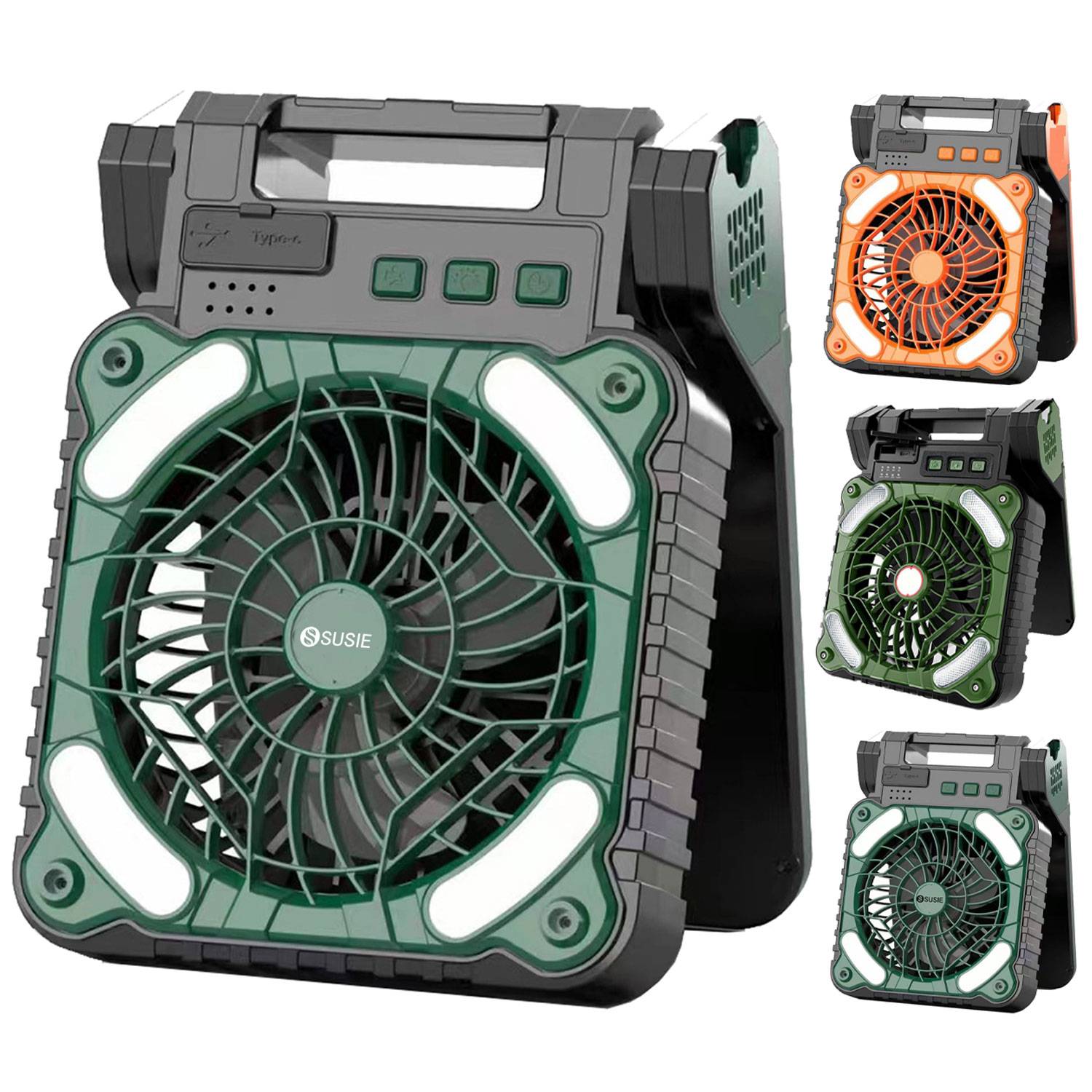 USB Rechargeable Solar Powered Camping Fan w/ LED Light 9