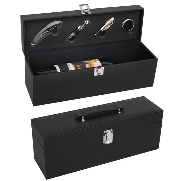 Hand Carry Leatherette Case w/4 PC Wine Opener Set 1