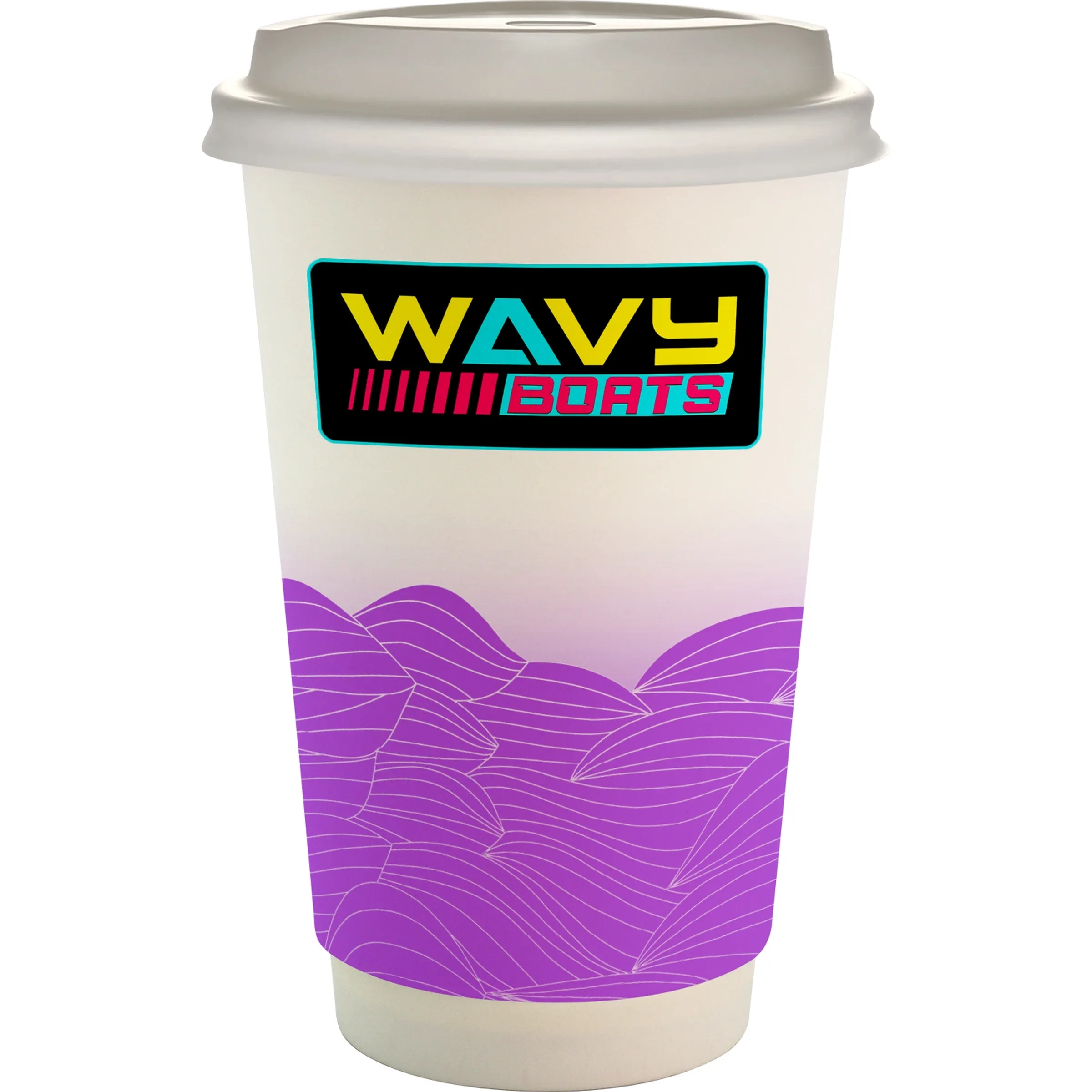 16 oz. Full Color Turbulent Waves Paper Cup With Lid 18