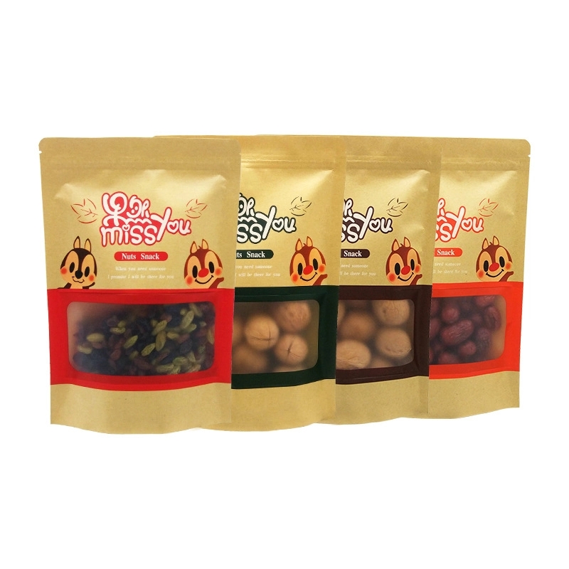 Custom Printed Zip Lock Kraft Stand Up Bags with Window 4