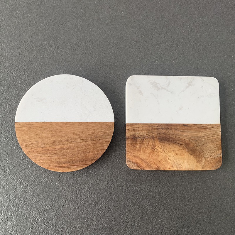 Marble And Acacia Wooden Coasters 1