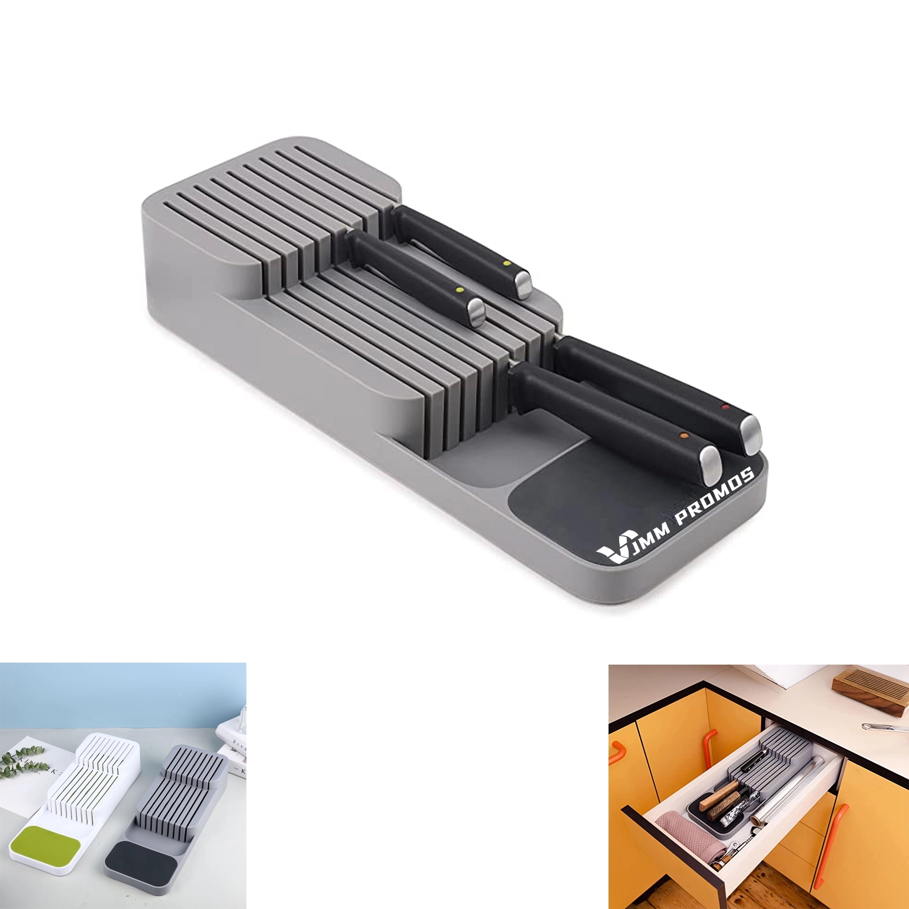 Kitchen Drawer Organizer Tray For Knives Block Gray 1