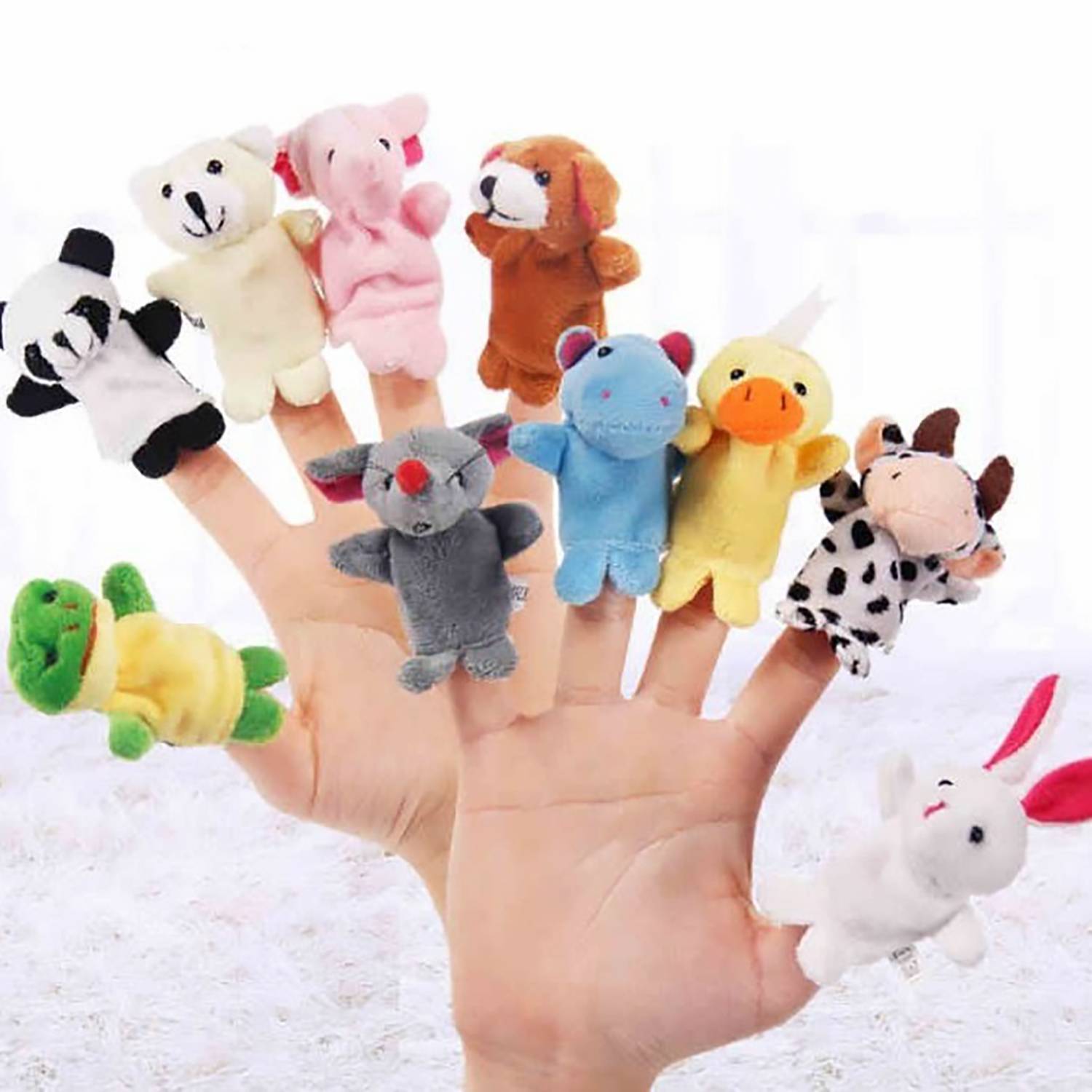 10Pcs Soft Plush Animals Finger Puppet Toys 5