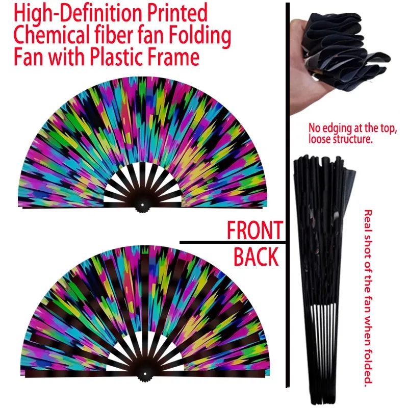 Fabric Folding Hand Fan with Plastic Frame 4