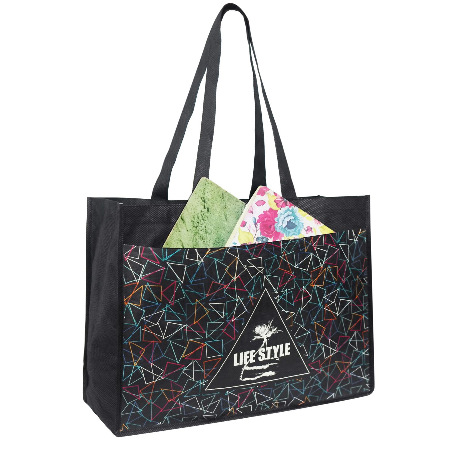 100 GSM Durable Extra wide Full Color Shopping Gusset Tote Bag (16" x 12" x 6")