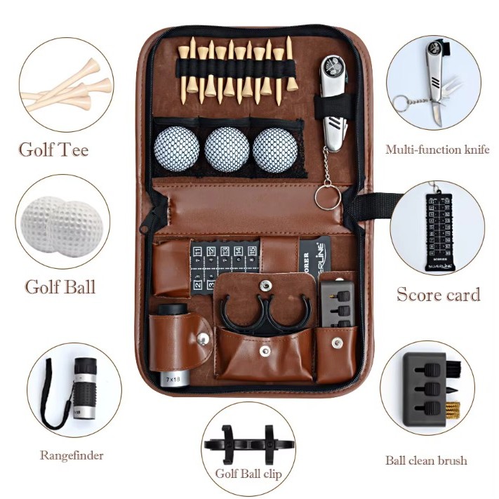 PU Leather Carrying Golf Club Gadgets Kits Case Bag 3