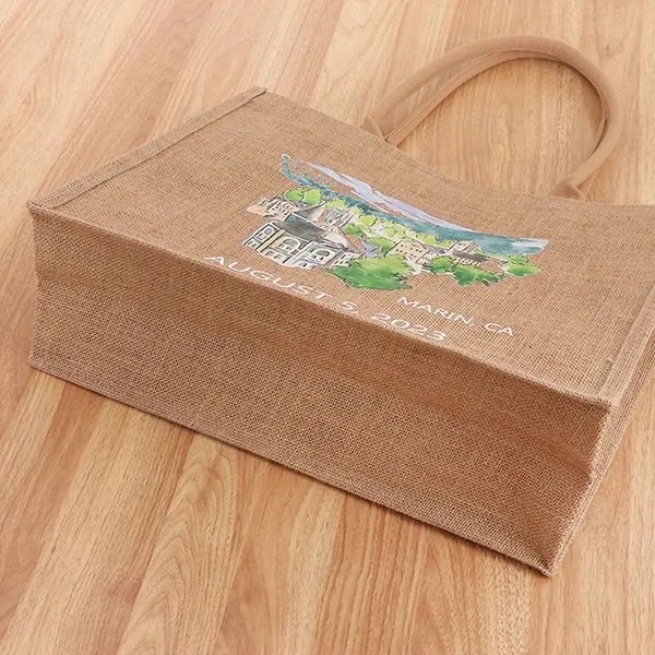 Full color Jute Bags -15.75x14x7.5, custom tote bag with logo imprint 2