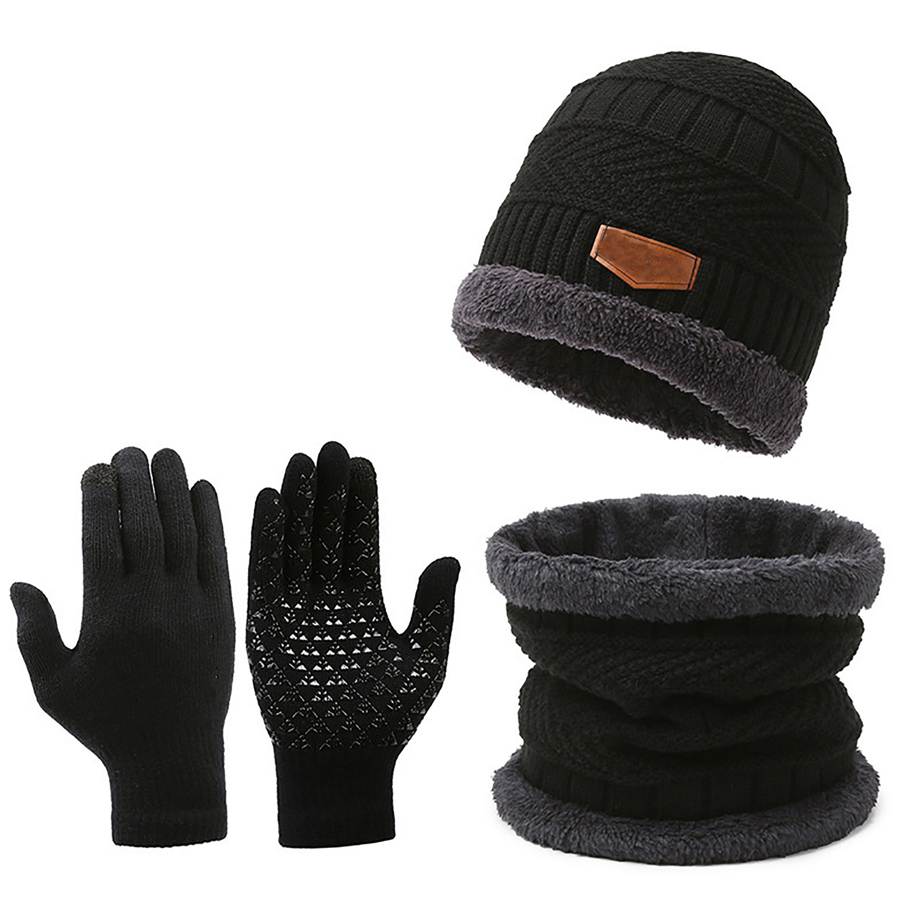 Winter Beanie Scarf Glove Set 4