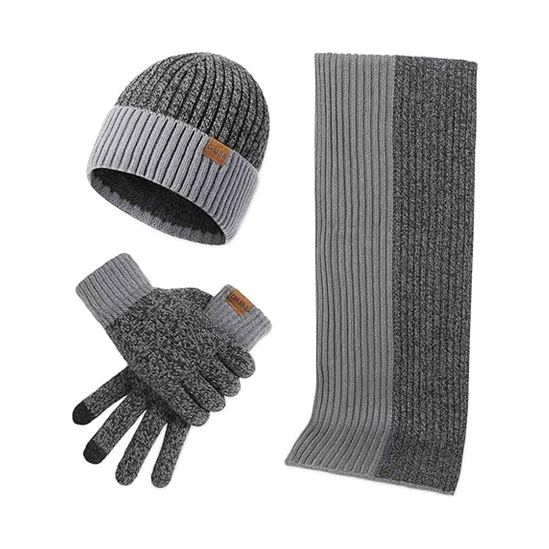 Beanie Hat Scarf Touch Screen Gloves Set 7