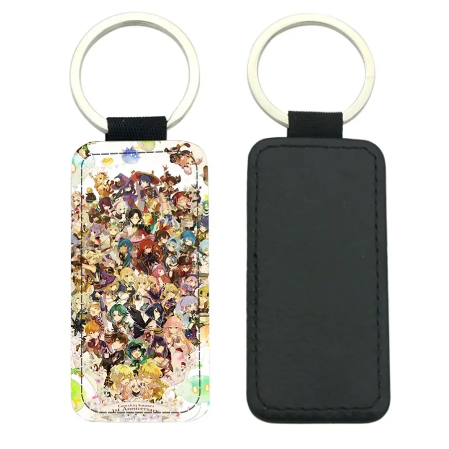 Curved Rectangle Leather Keychain 2