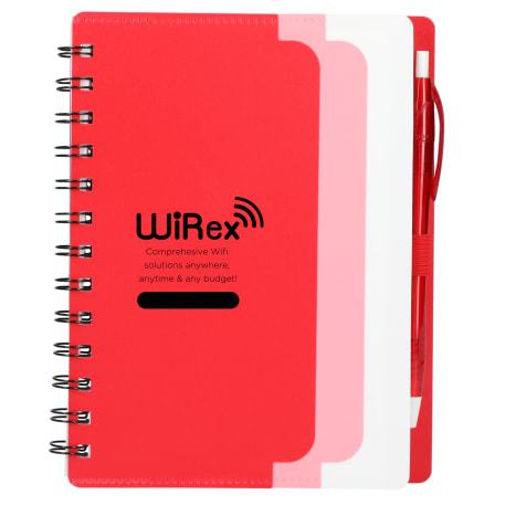5" x 7" Recycled Dual Pocket Spiral Notebook w Pen 152