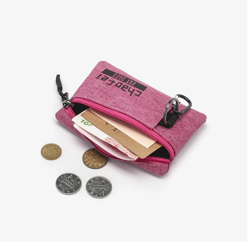 Compact Oxford Zipper Purse Pouch w/ Key Ring 8