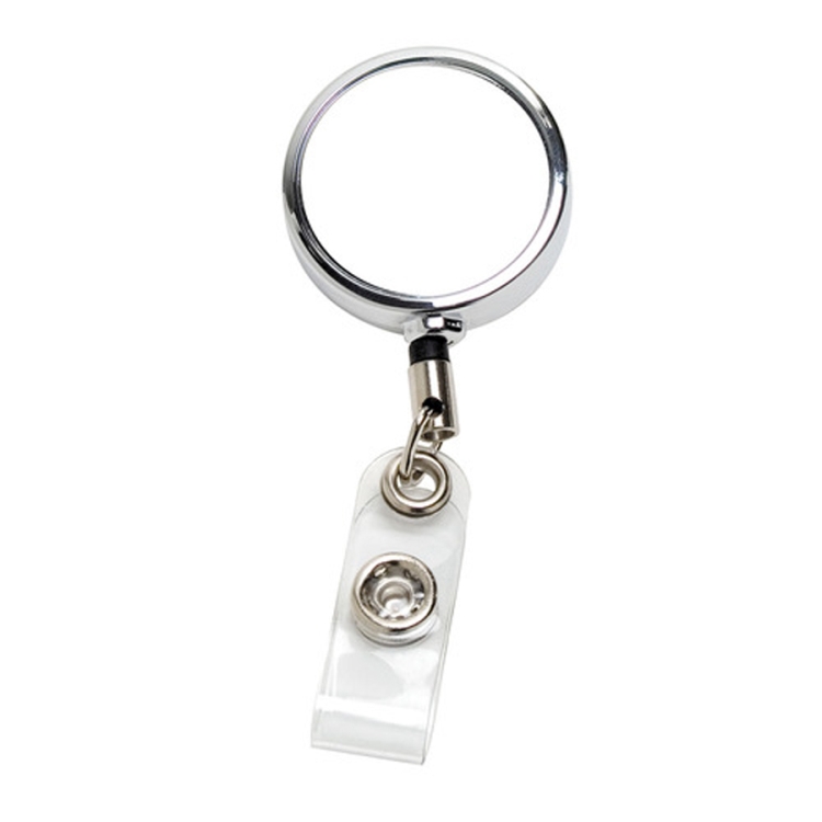 30" Cord Chrome Solid Metal Retractable Badge Reel and Badge Holder with Laser Imprint Only 3
