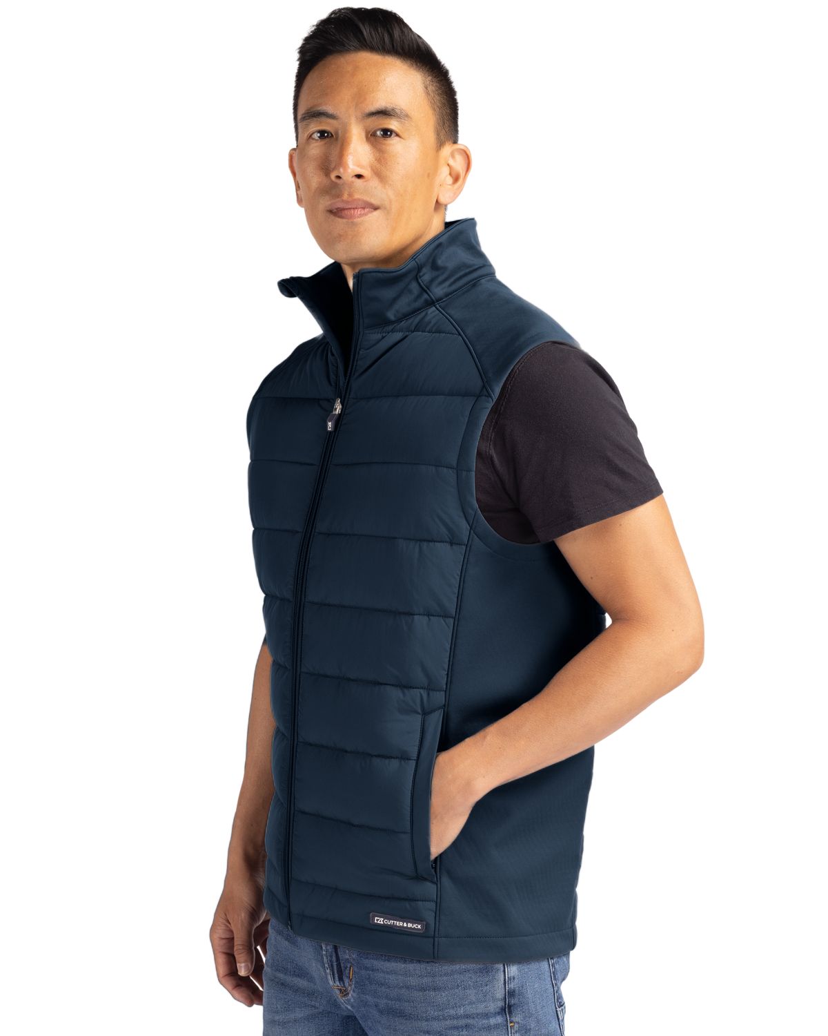 Cutter & Buck Evoke Recycled Honeycomb Fleece Mens Hybrid Full Zip Vest 32