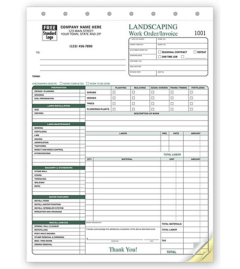 Landscape Work Orders, Invoices - Vertical 1