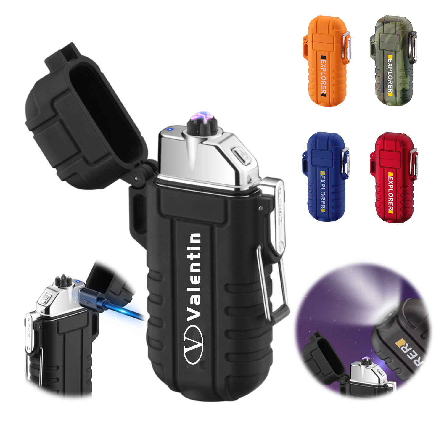 Waterproof Chargable Lighter With Led Light 2