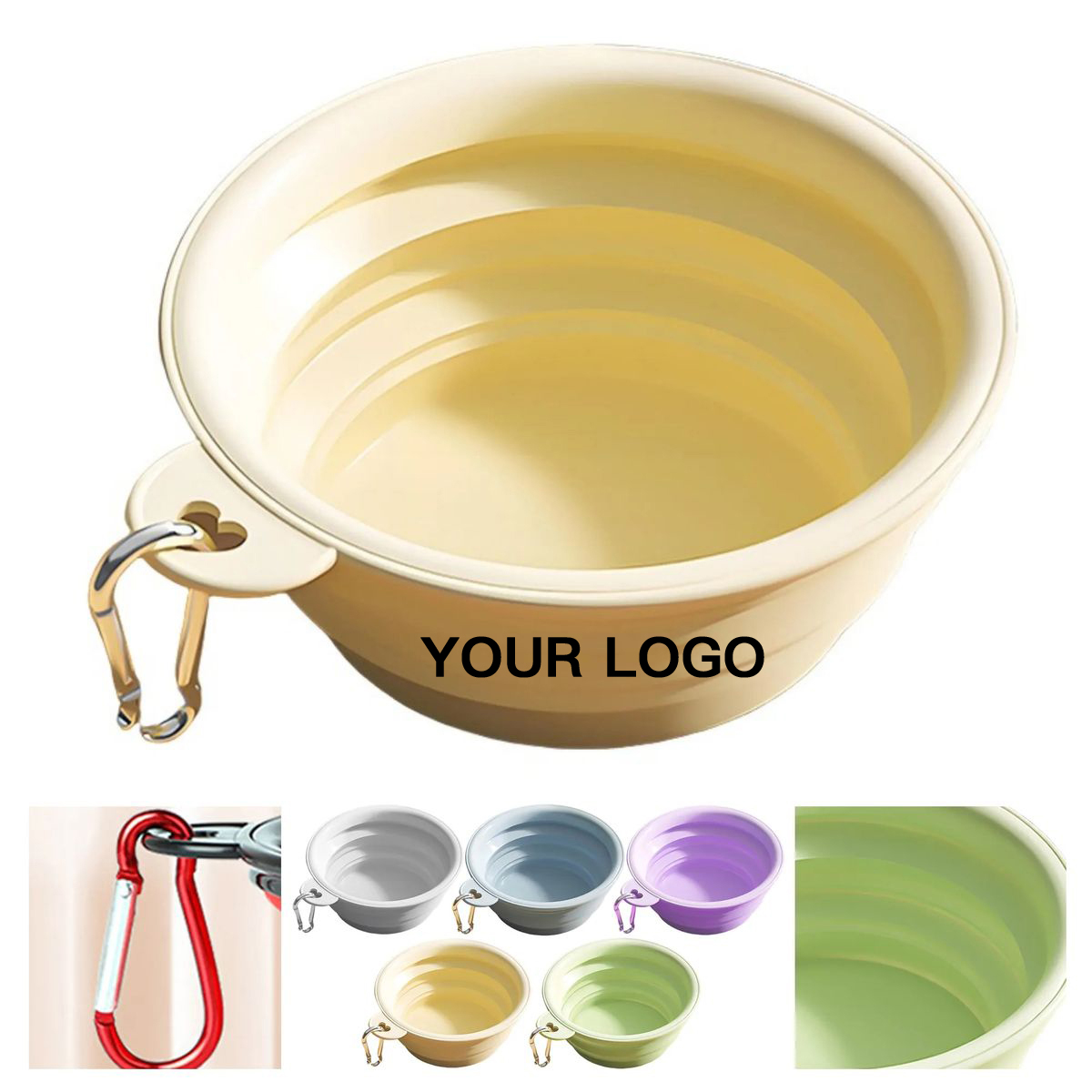Collapsible Silicone Pet Bowl with Carabiner 3