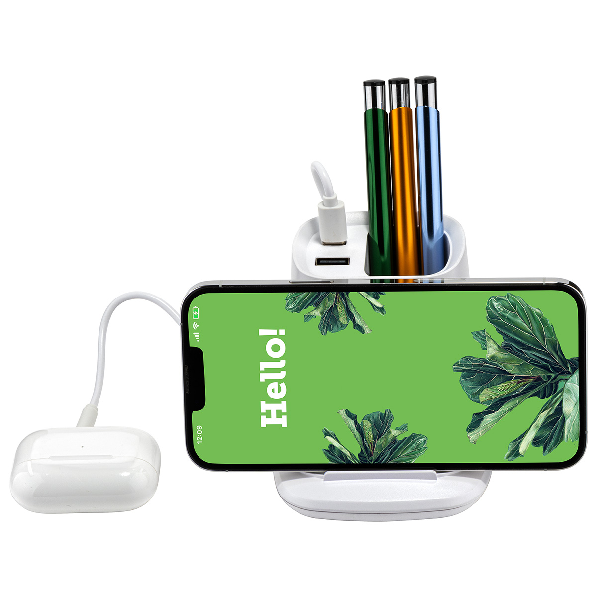 Annex Wireless Charging Stand with Dual Ports & Pen Holder 7