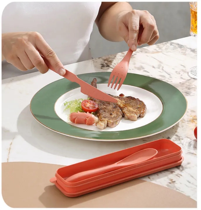 Eco-Friendly 3-in-1 Wheat Straw Utensil Set 9