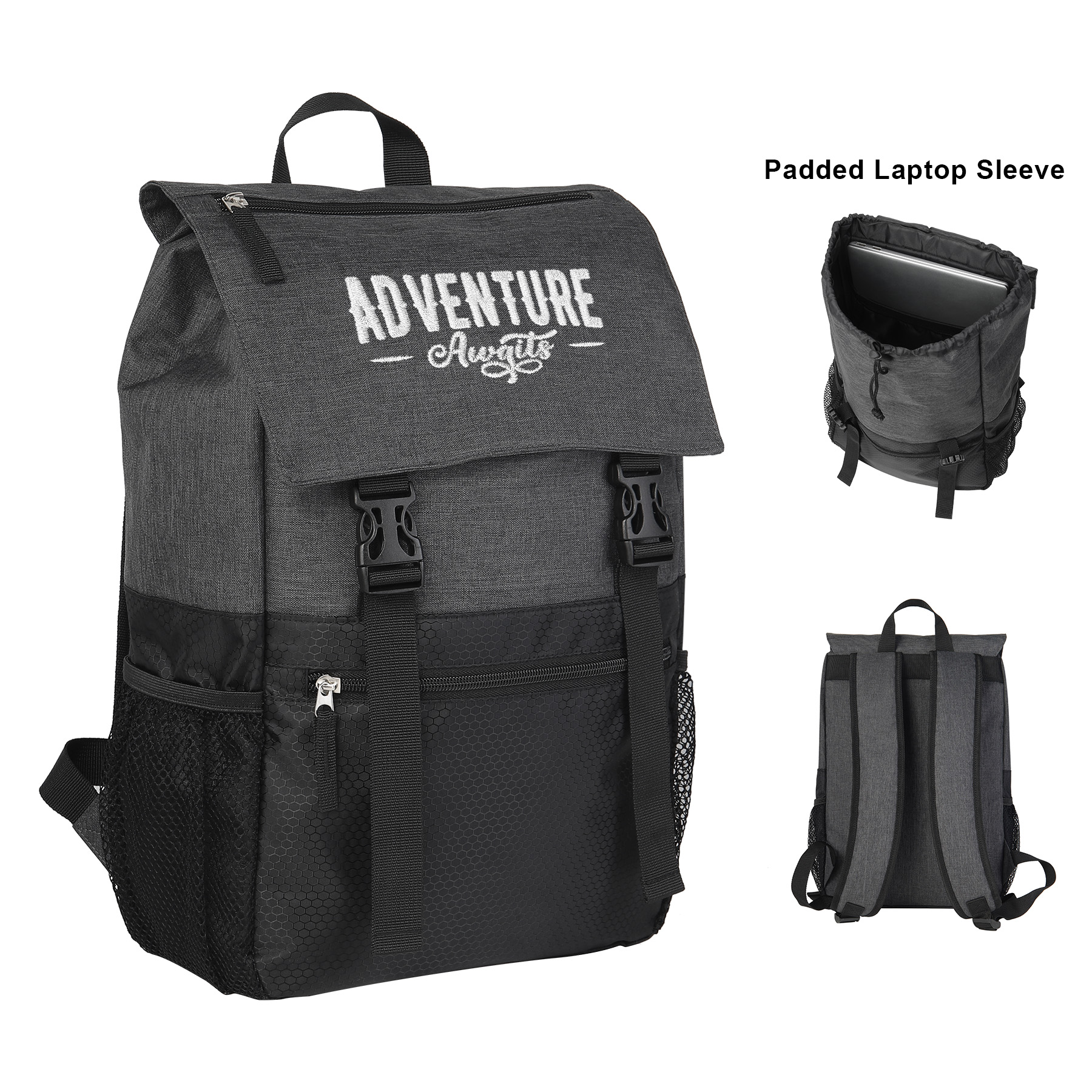 Heathered Flip Top Rucksack Backpack 2