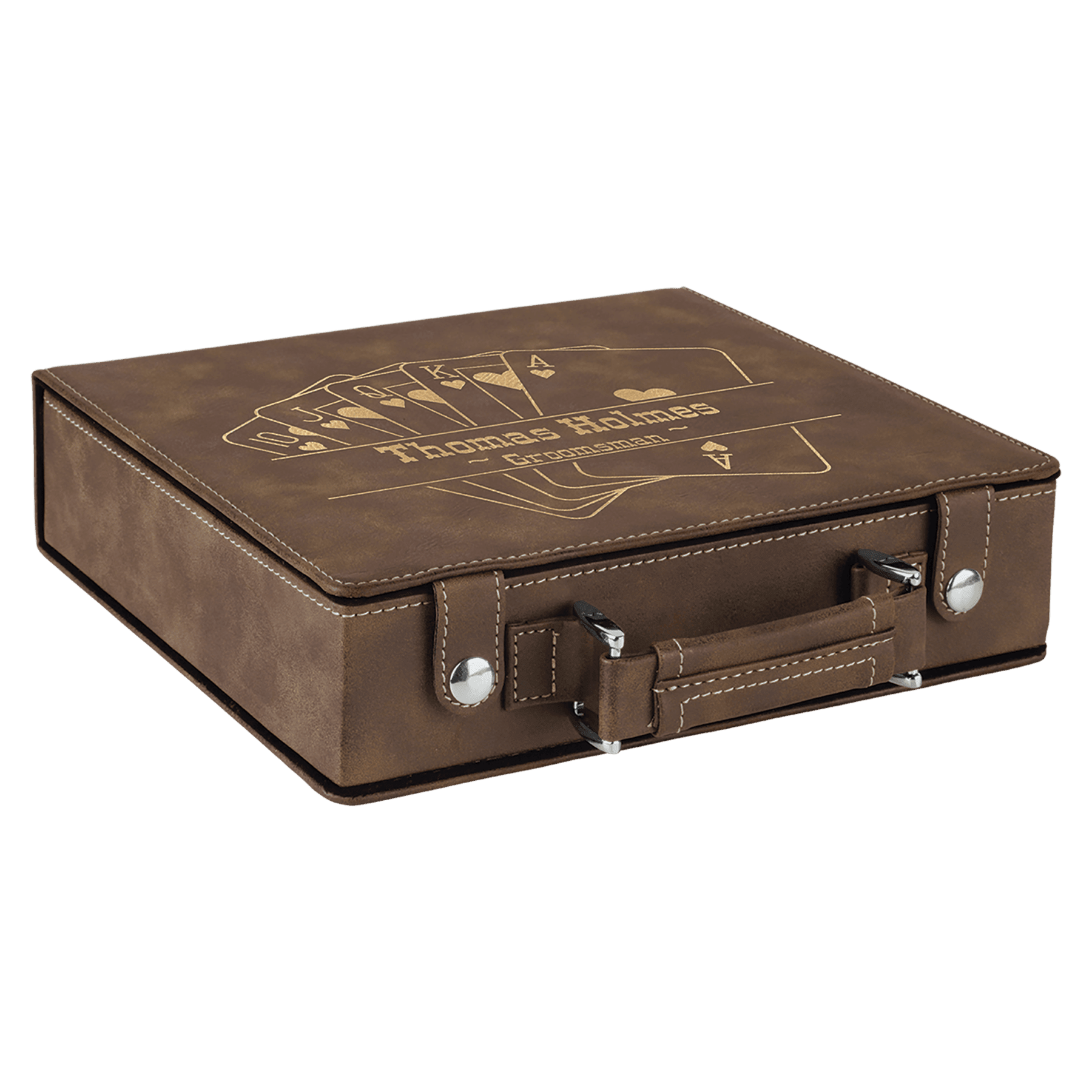 Rustic/Gold Leatherette 100 Chip Poker Set 3