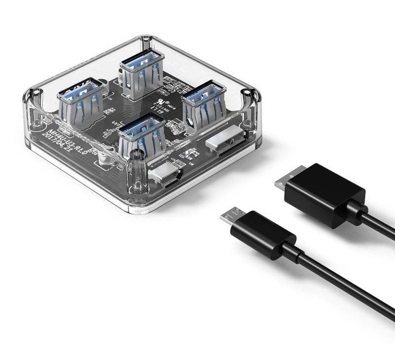 4-Port Transparent PC USB Hub 4