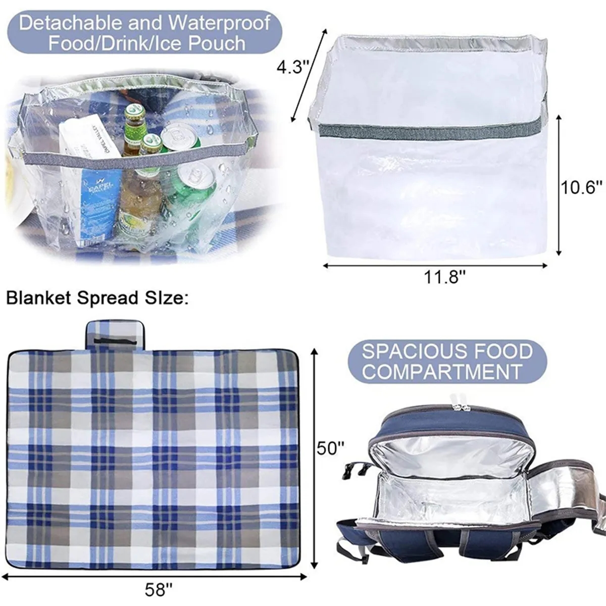 Picnic Backpack with Cooler Bag, Wine Pouch, Blanket 2