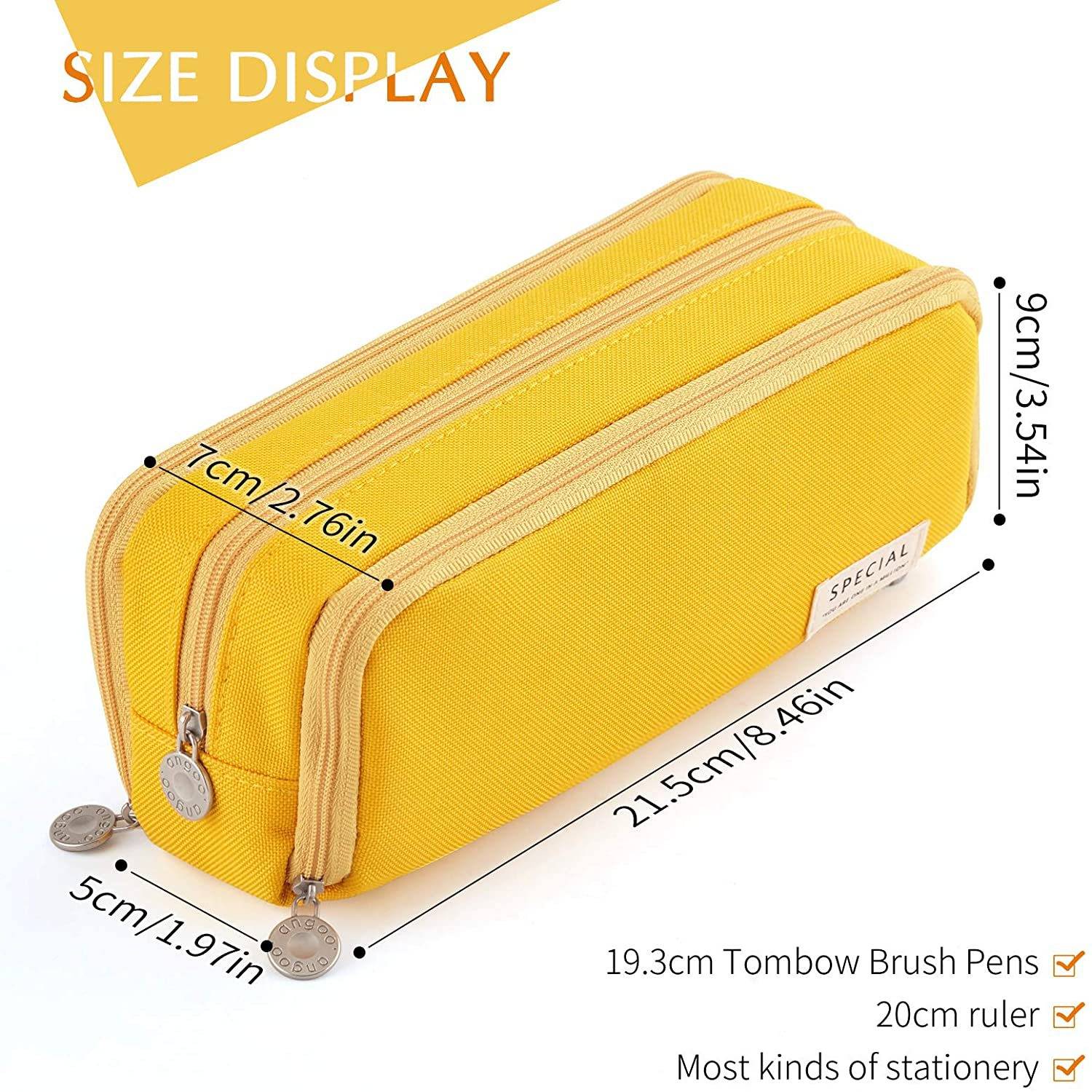 Large Capacity Pencil Case 3 Compartment Pouch Pen Bag 11