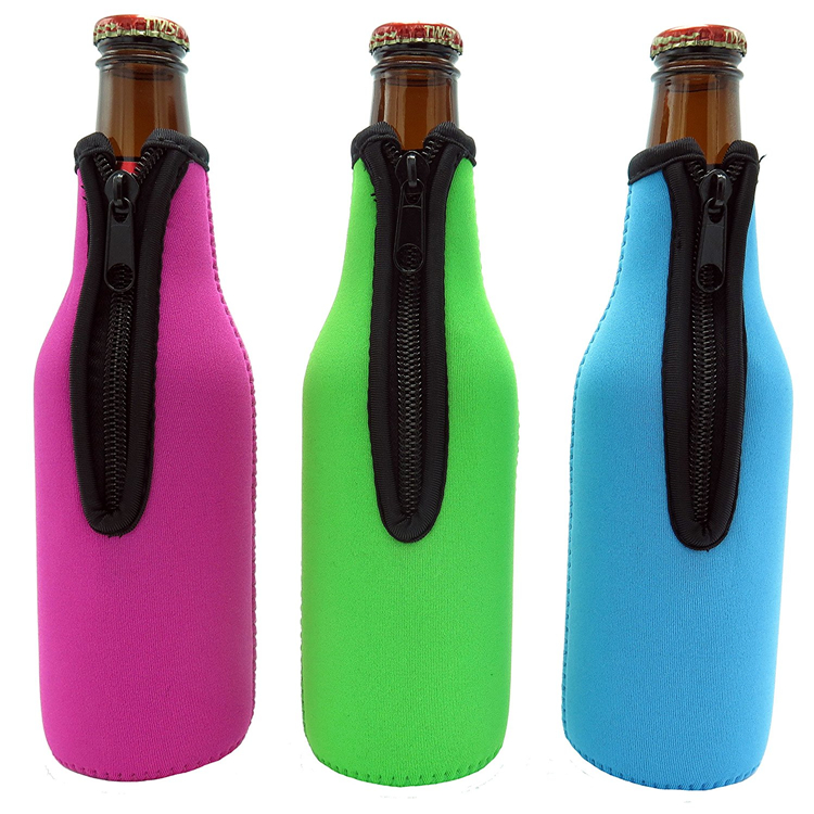 Breast Cancer Awareness Neoprene Zipper Bottle Coolers, custom koozie with logo imprint 4