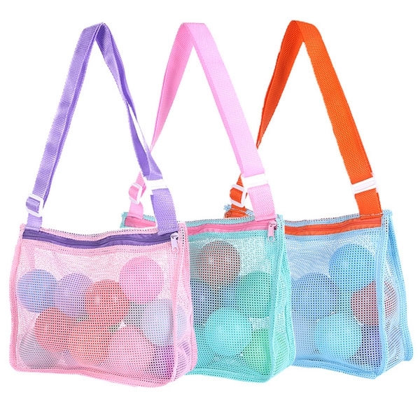 Summer Kids Mesh Beach Seashell Zipper Bag 6