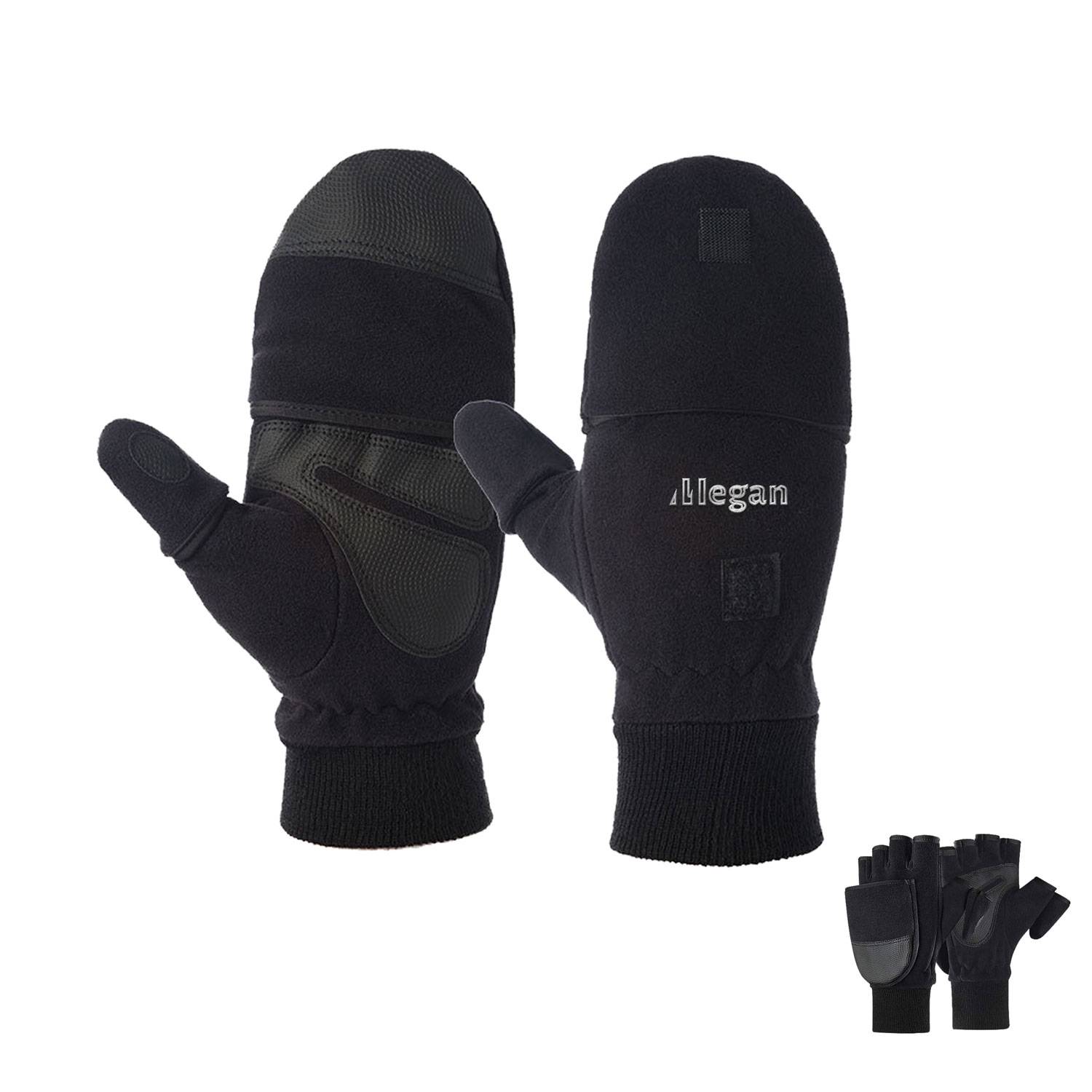 Winter Warm Half Finger Flip Anti Slip Fleece Gloves 2