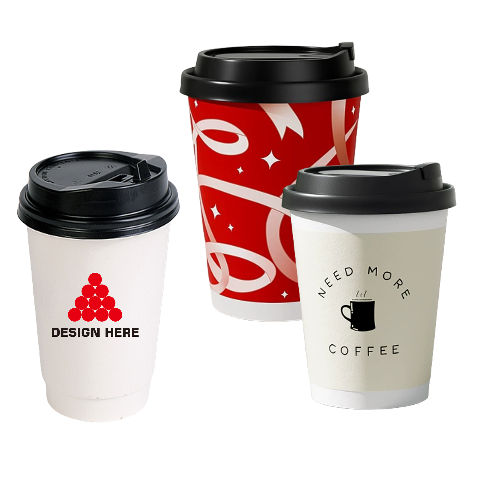 16oz Double-Walled Paper Coffee Cups With Lid 2