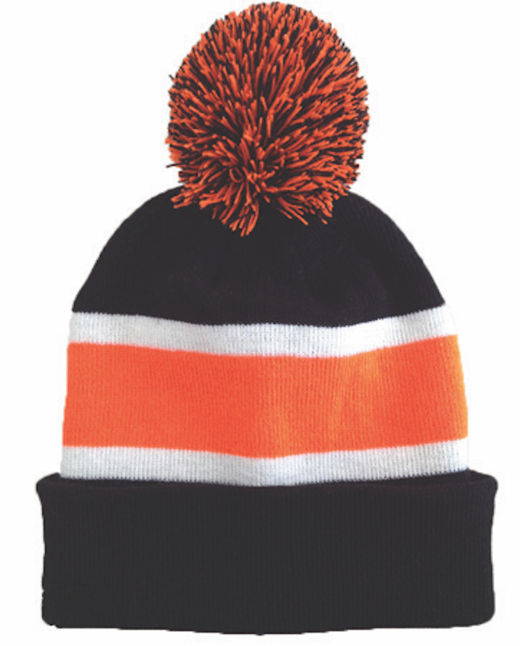 Striped Beanie w/Pom 9