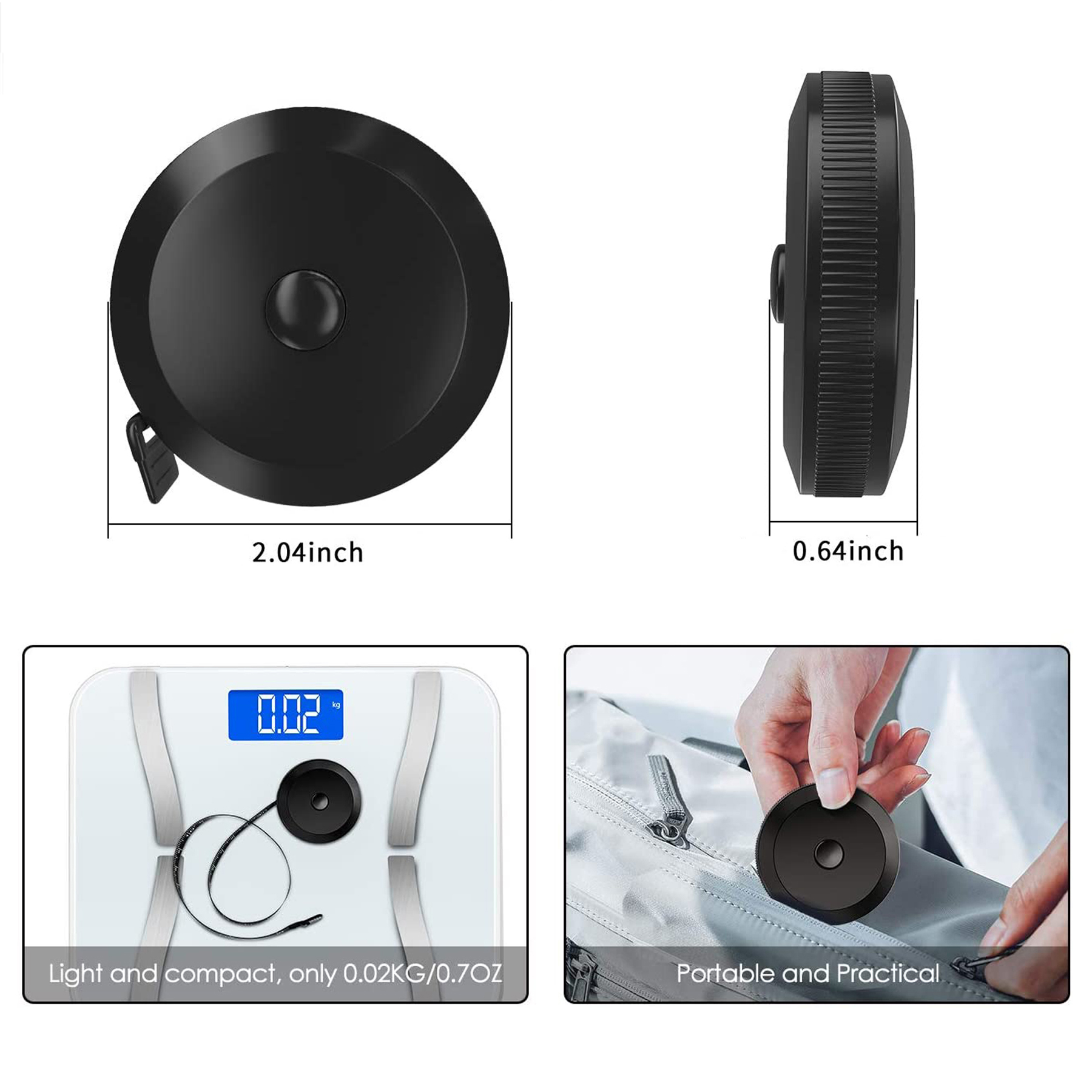 60-Inch Retractable Black Measuring Tape 2