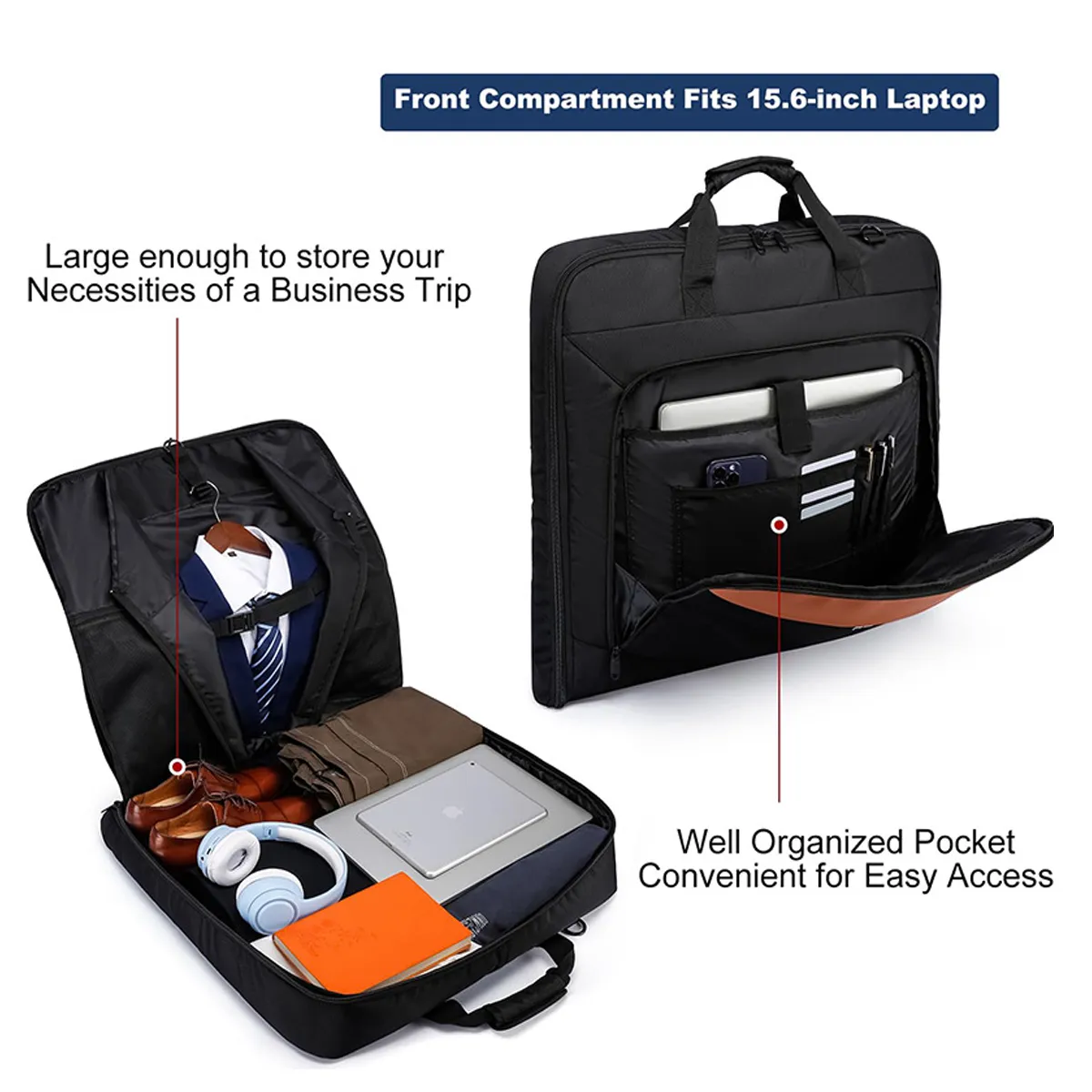 Business Travel 2 in 1 Hanging Luggage for Large Garment Bag 3