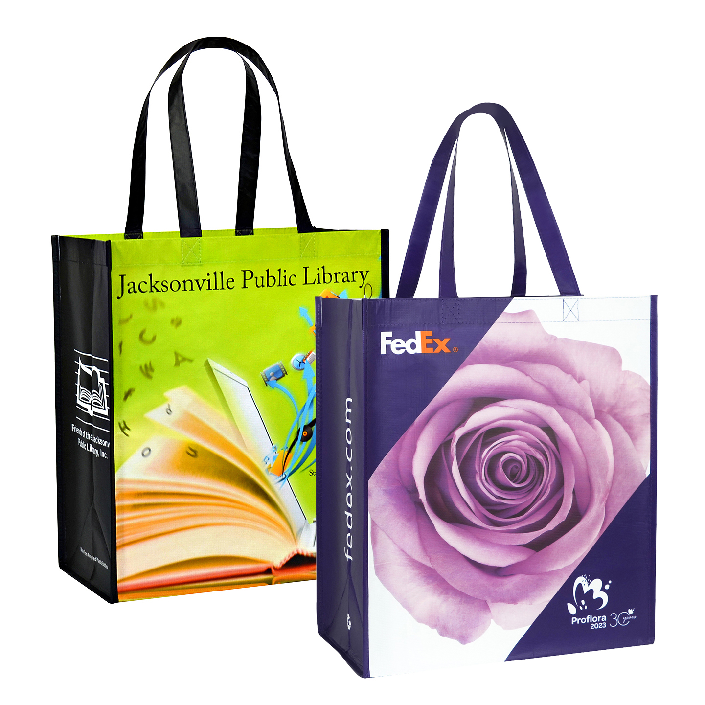 Custom Full-Color Printed 145g Laminated RPET Tote Bag 14"x16"x8" 1