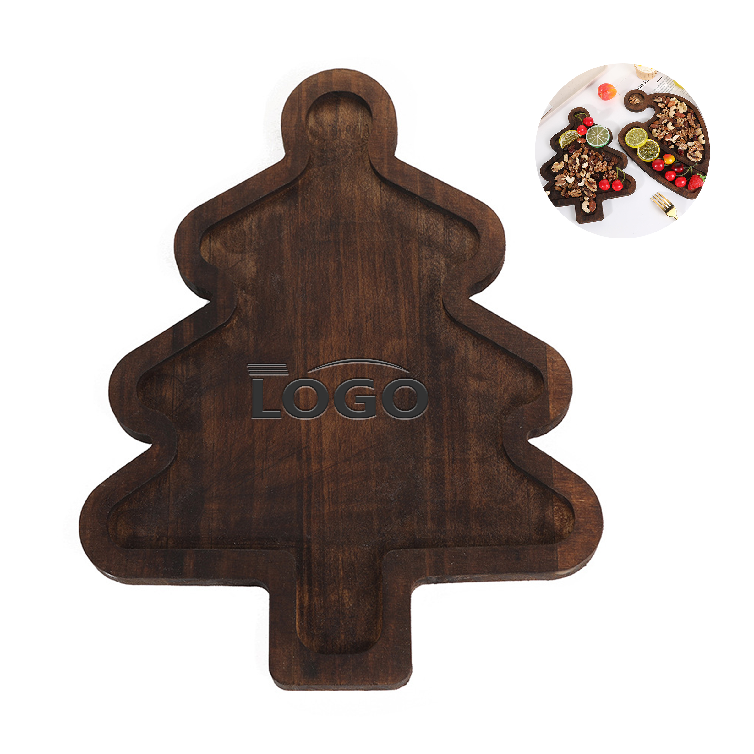 Wooden tray with snacks and desserts for Christmas 1