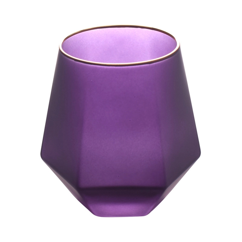 7oz-10oz Frosted Hexagon Glass cup with Gold Lid 6