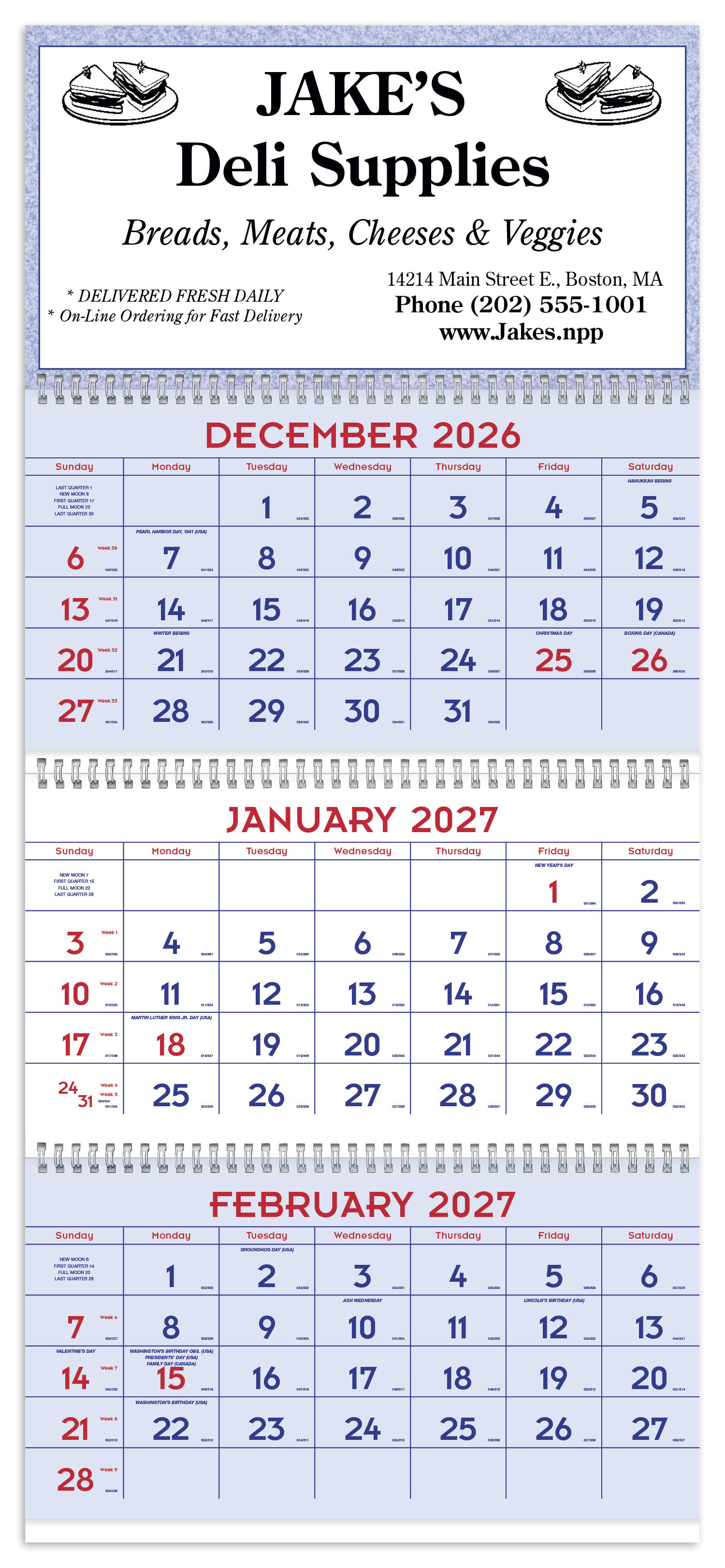 Triumph® Calendars Red & Blue Commercial Planner 9