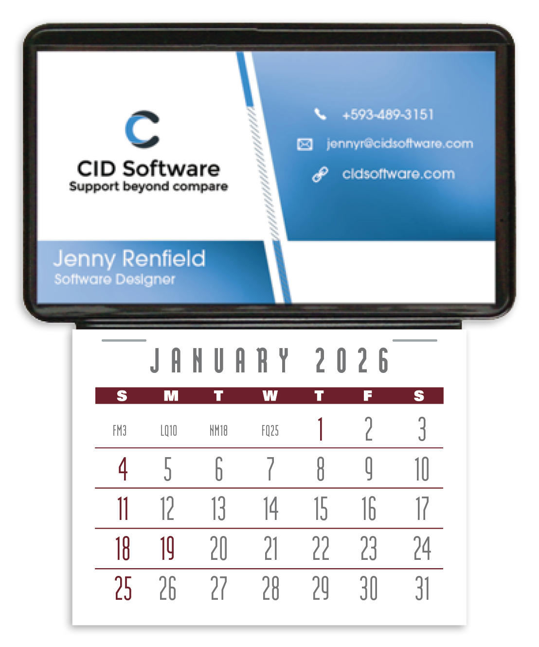 Press-N-Stick Business Card Holder No Imprint With Calendar Pad