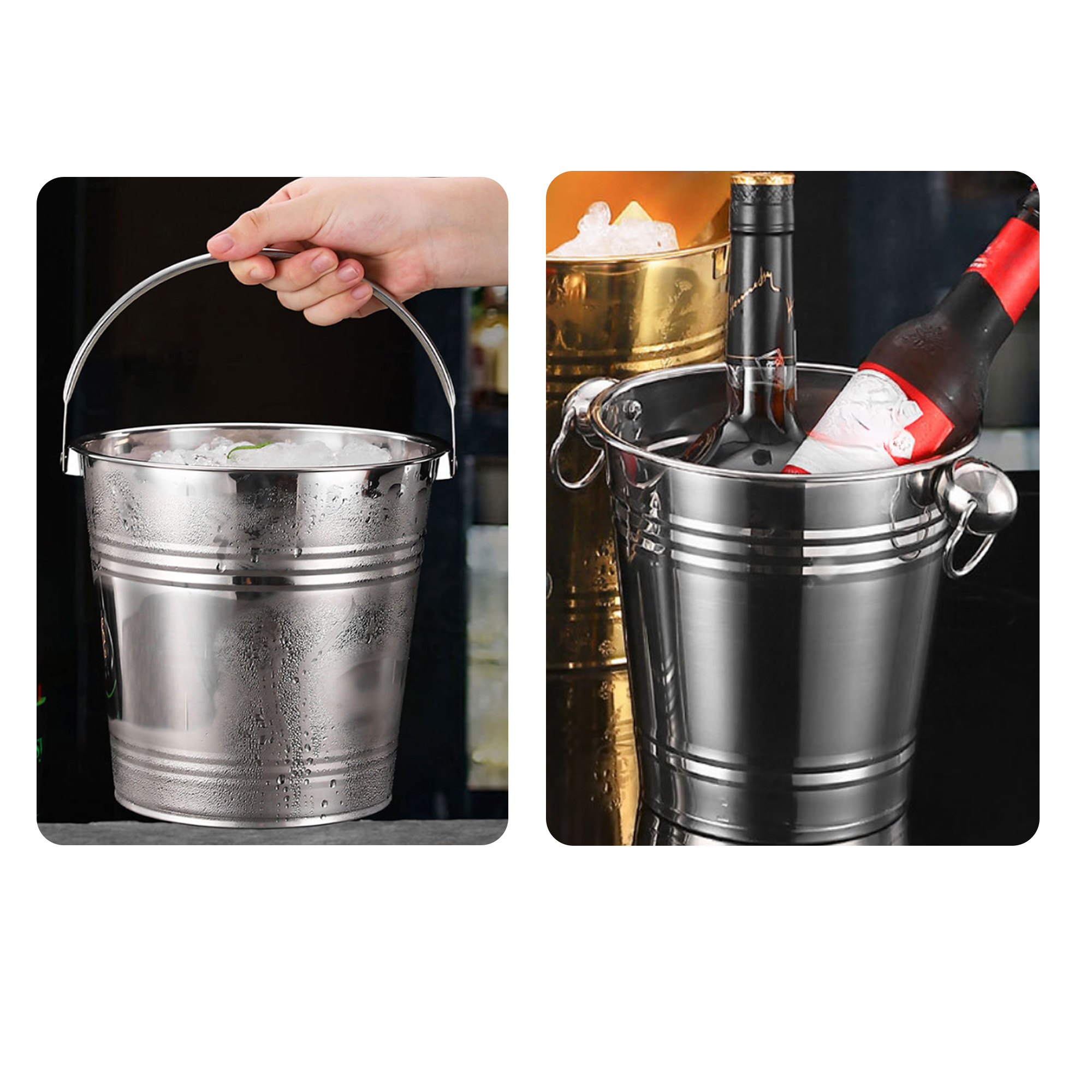 Insulated 4L Stainless Steel Beer Wine Ice Bucket 4